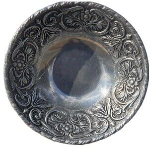 Wilton Armetale Baroque Floral Scroll Serving Bowl USA Pewter Alloy Vintage 9.5"